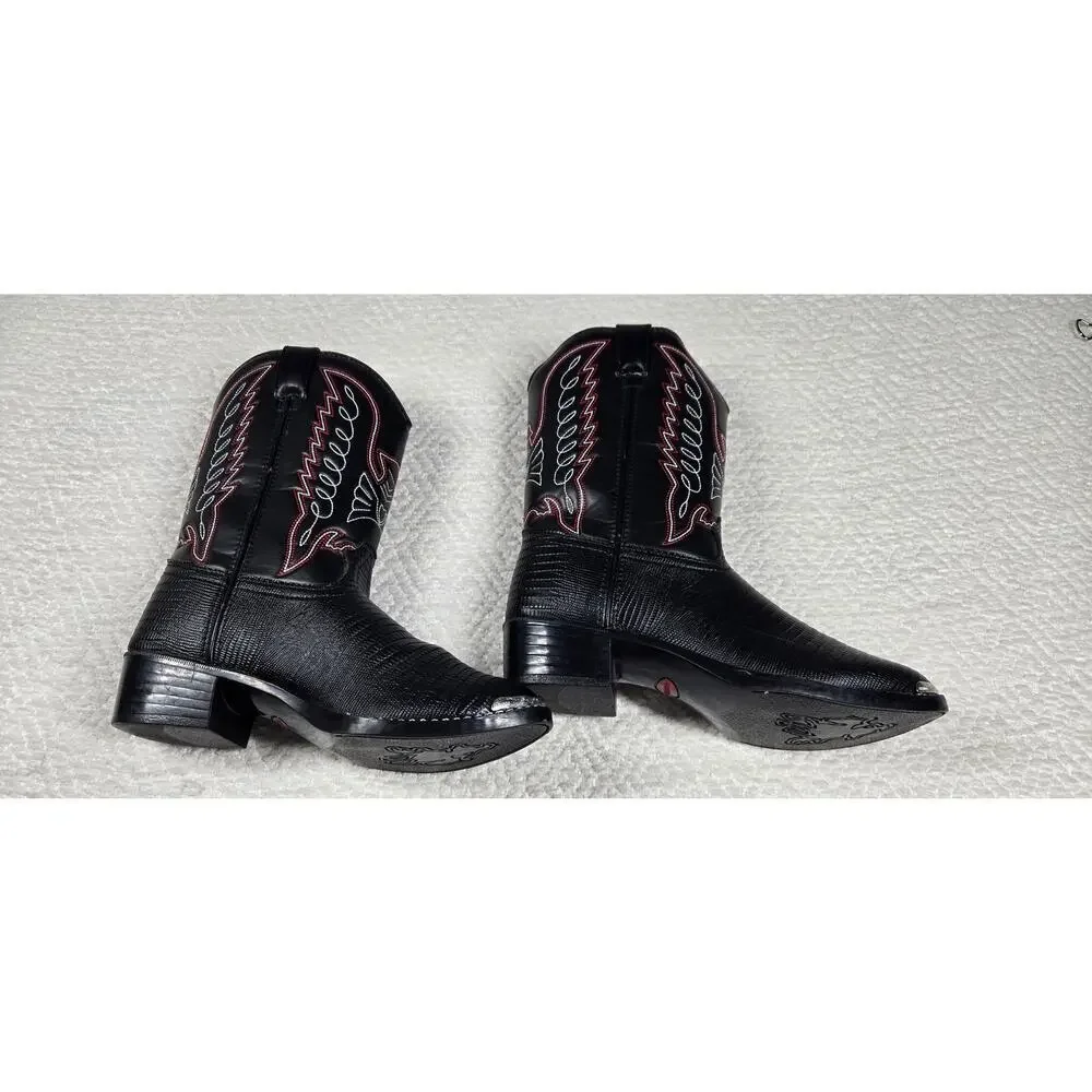 Durango kids Cowboy boots BT940 Lizard print black/red/white Western Size 6D